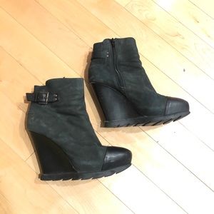 4” Black Suede and Leather Ankle Boots